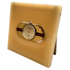 Lucite Travel Desk Clock by Gucci, 1960s Italy
