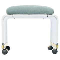 Lucite Vanity Stool Upholstered Celadon Mohair by Pierre Frey, c. 1970's
