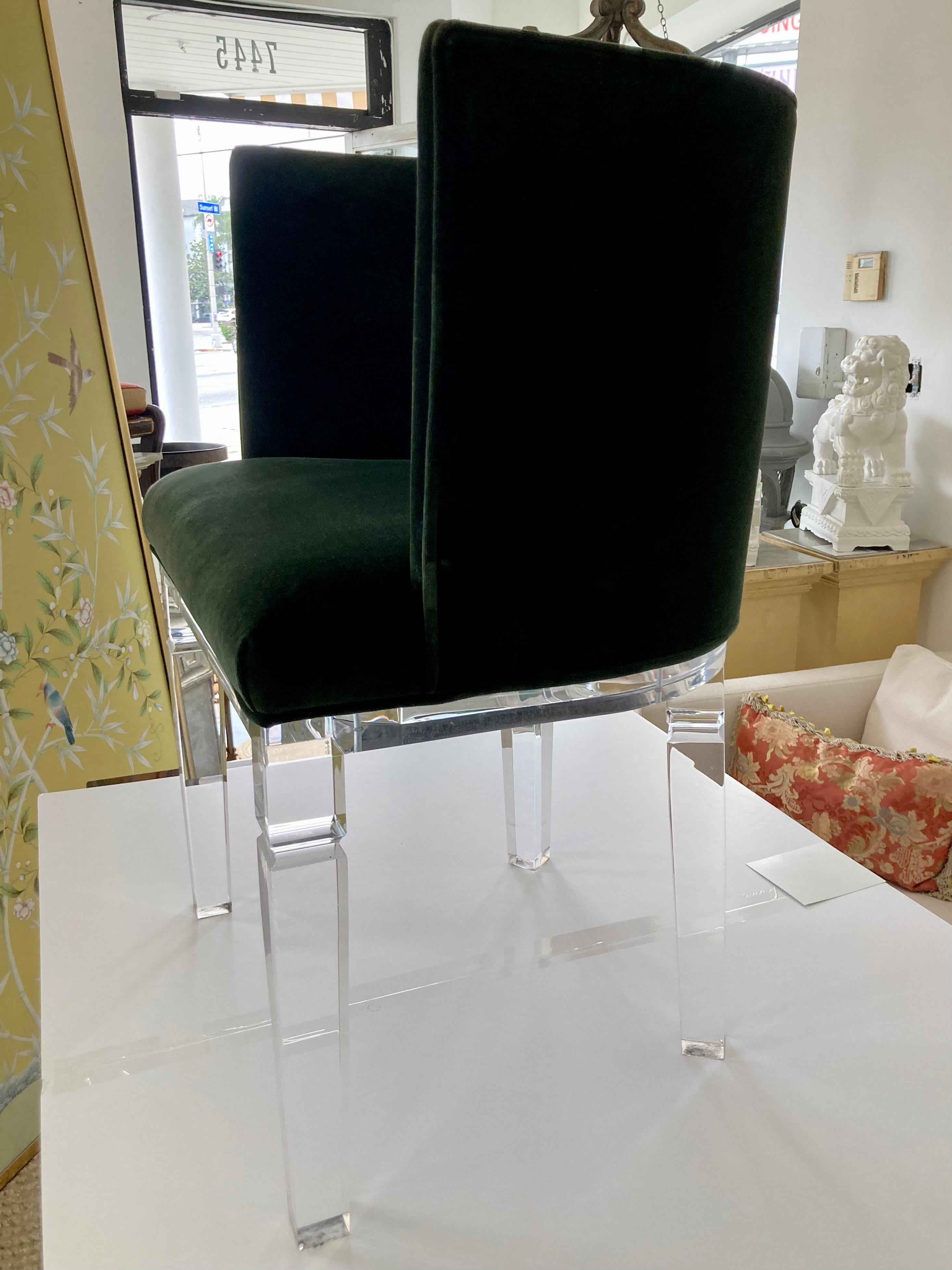 Late 20th Century Lucite Vintage Upholstered Occasional Chair With Barrel Back For Sale