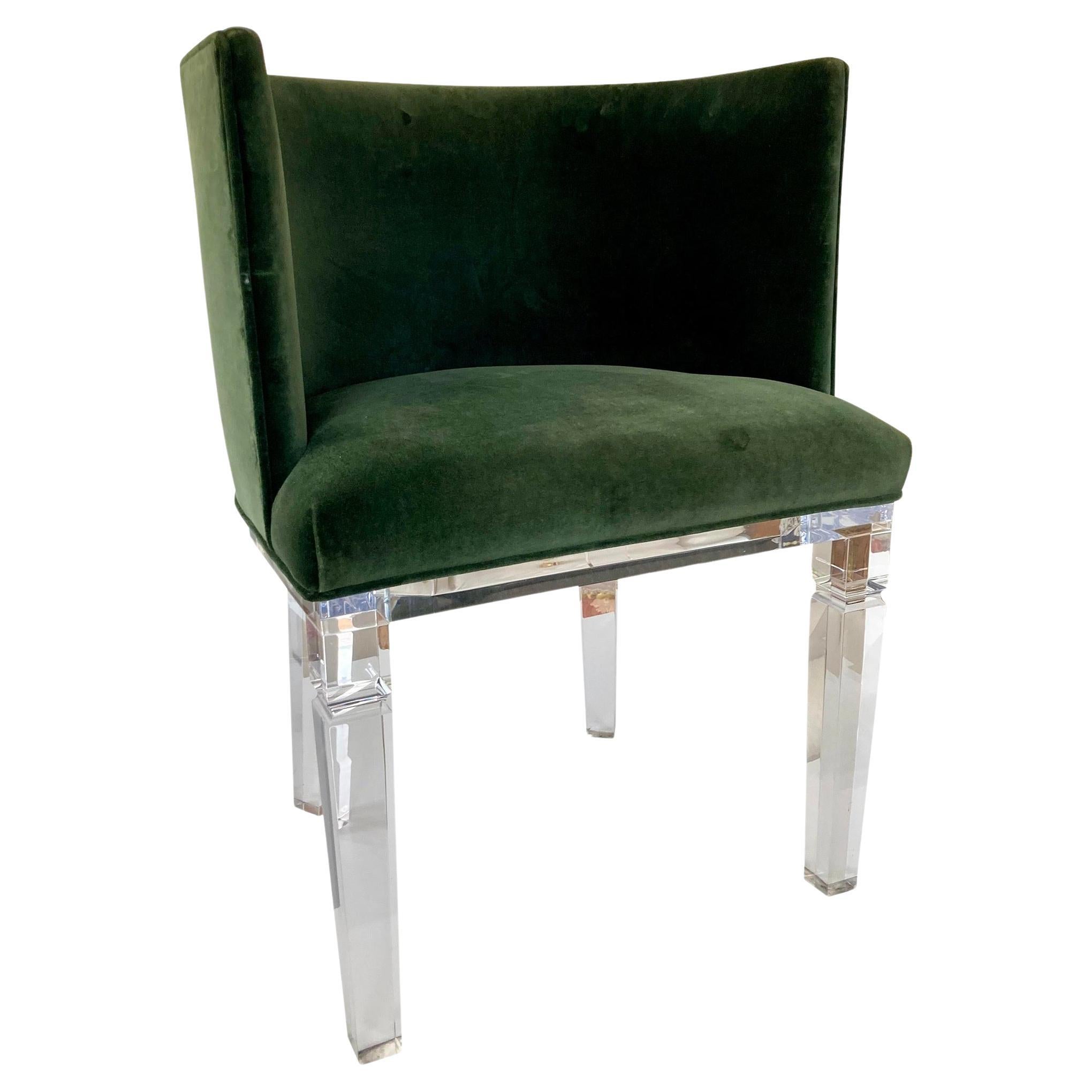 Lucite Vintage Upholstered Occasional Chair With Barrel Back For Sale