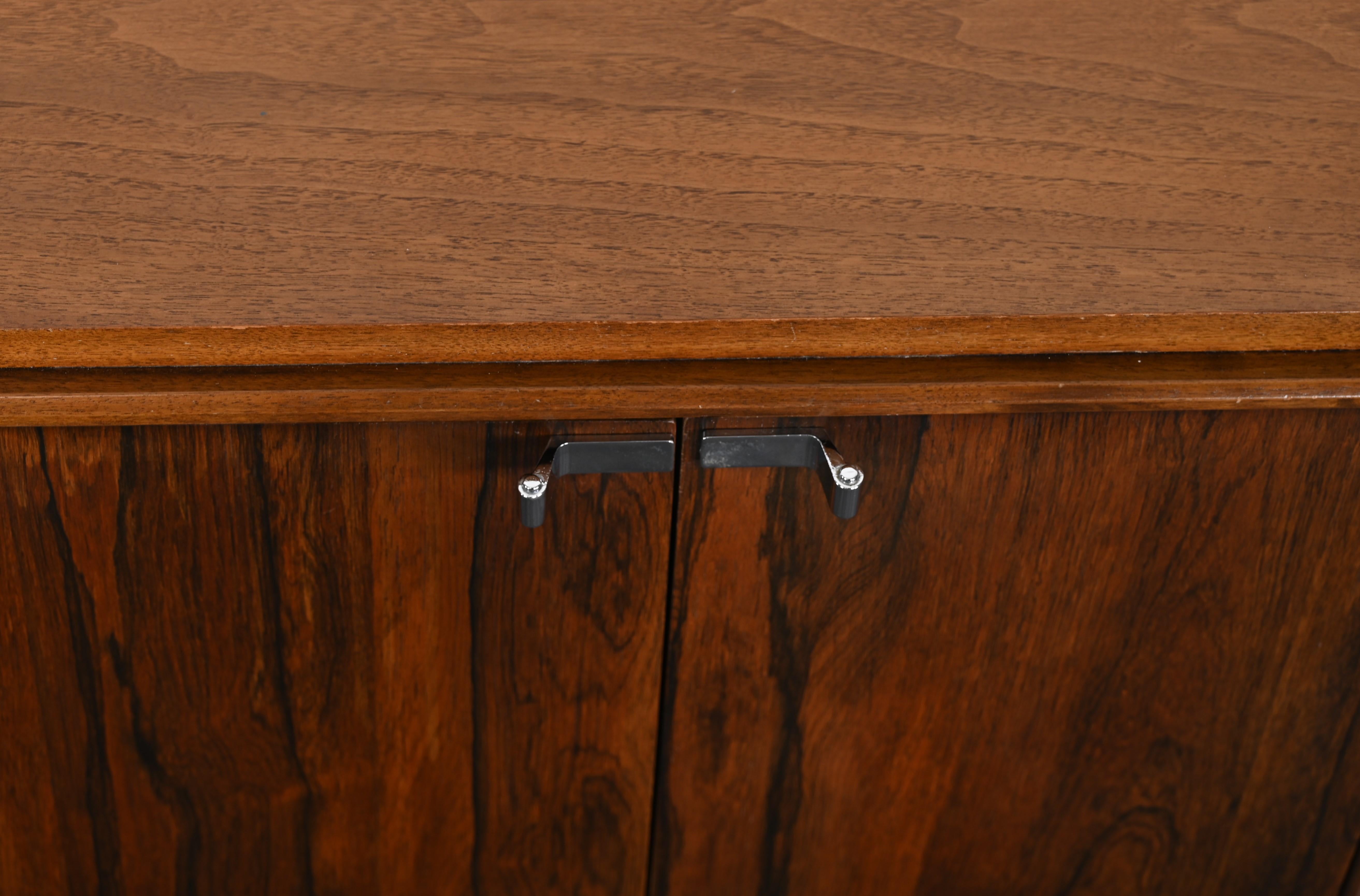 American Lucite, Walnut, and Rosewood Credenza in the manner of Milo Baughman, 1960s