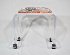 Lucite Waterfall Bench Stool in Jack Lenore Larsen Velvet