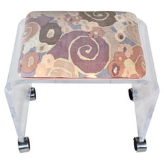 Lucite Waterfall Bench Stool in Jack Lenore Larsen Velvet