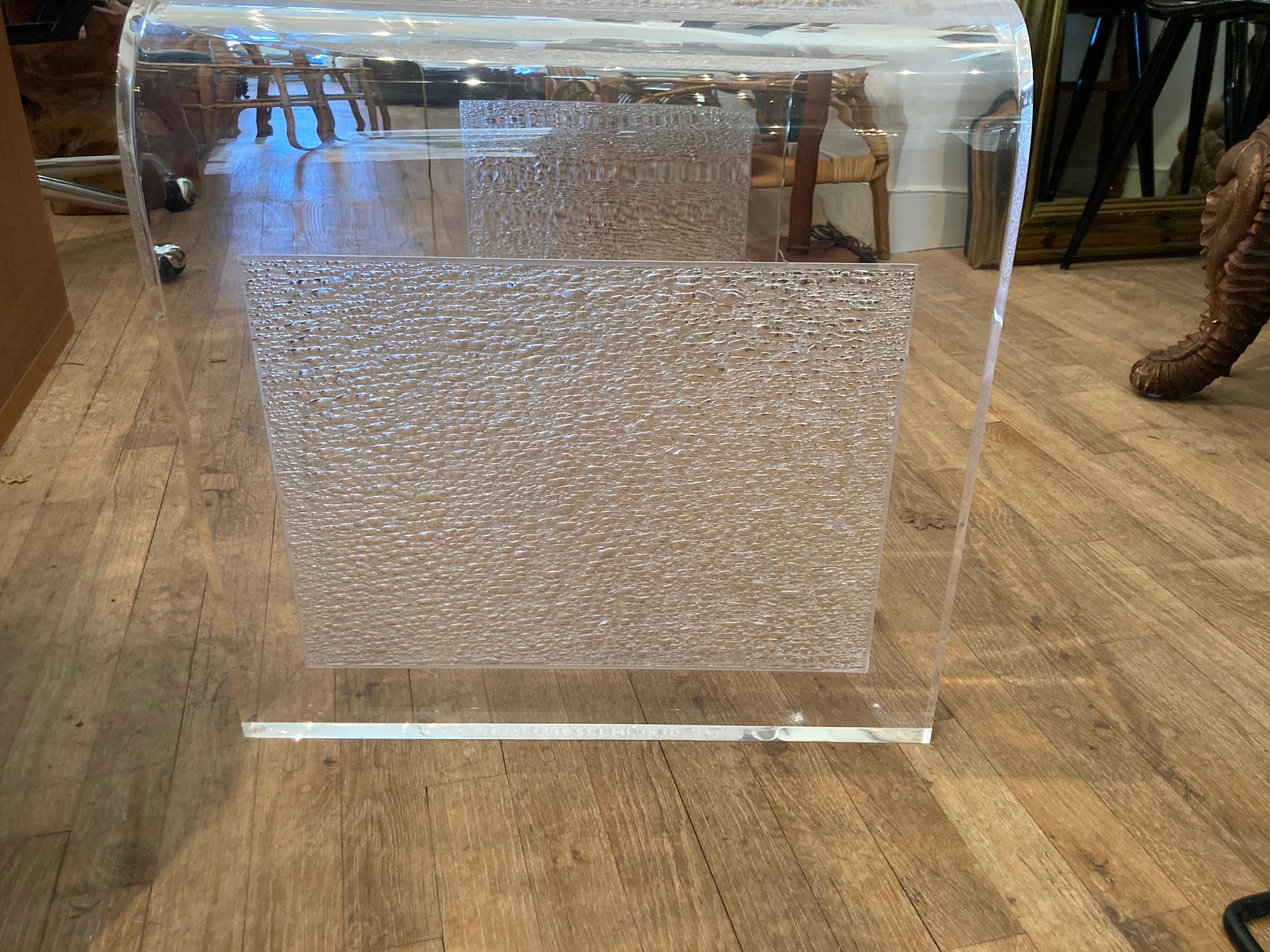 Lucite Waterfall Style Coffee Table In Excellent Condition In East Hampton, NY