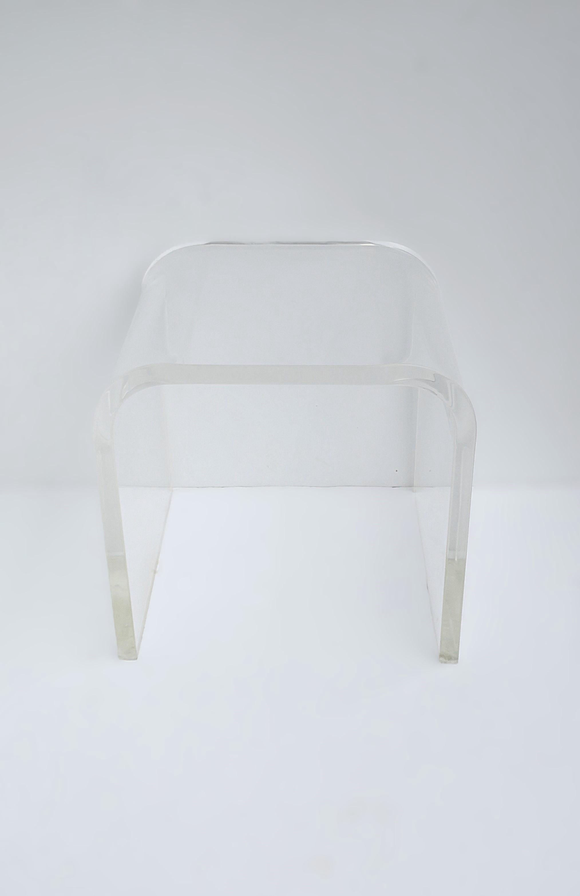 Modern Lucite Waterfall Table Stool Bench For Sale