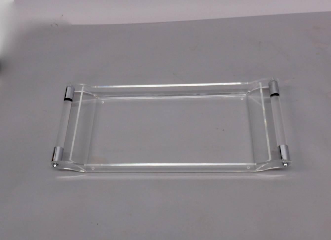 Mid-Century Modern Lucite with Chrome Serving Tray