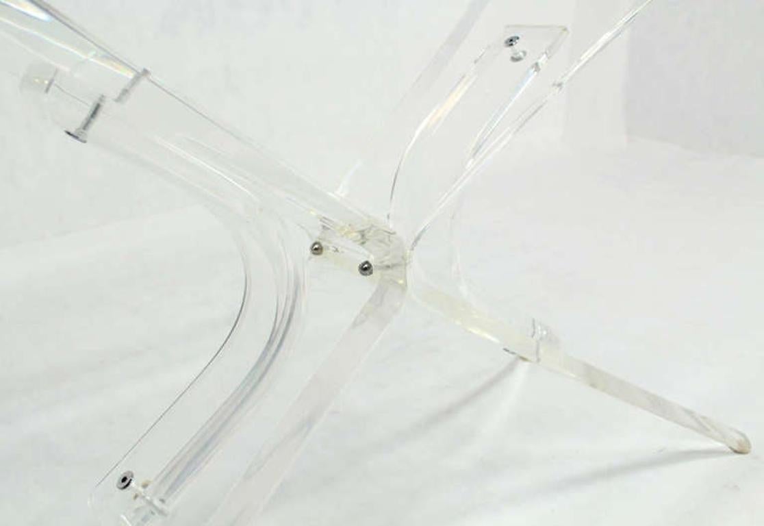 Lucite X Shape Base Glass Top Mid Century Modern Console Sofa Table MINT ! Bon état - En vente à Rockaway, NJ