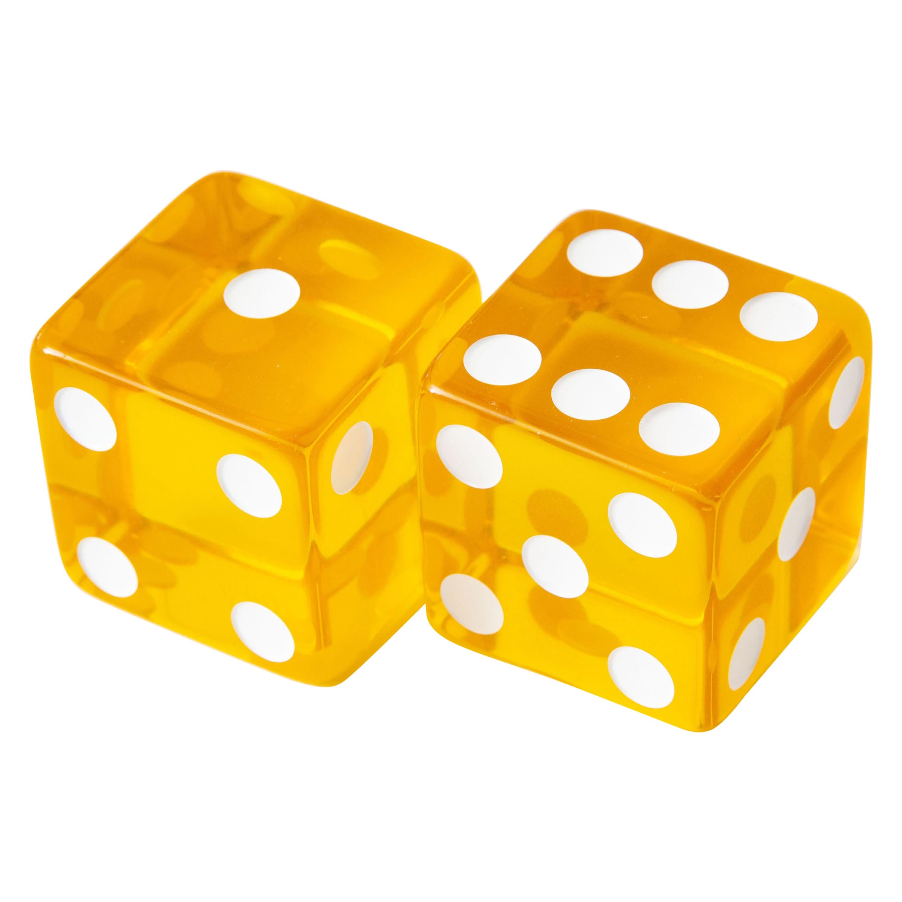  Lucite Yellow and White Square Dice Sculptures Vintage Pair Of