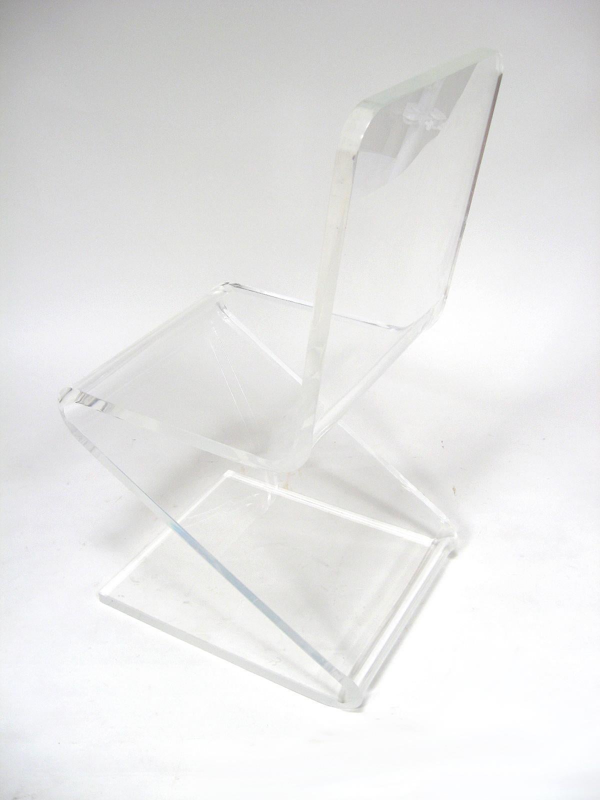 American Lucite Z Chair For Sale