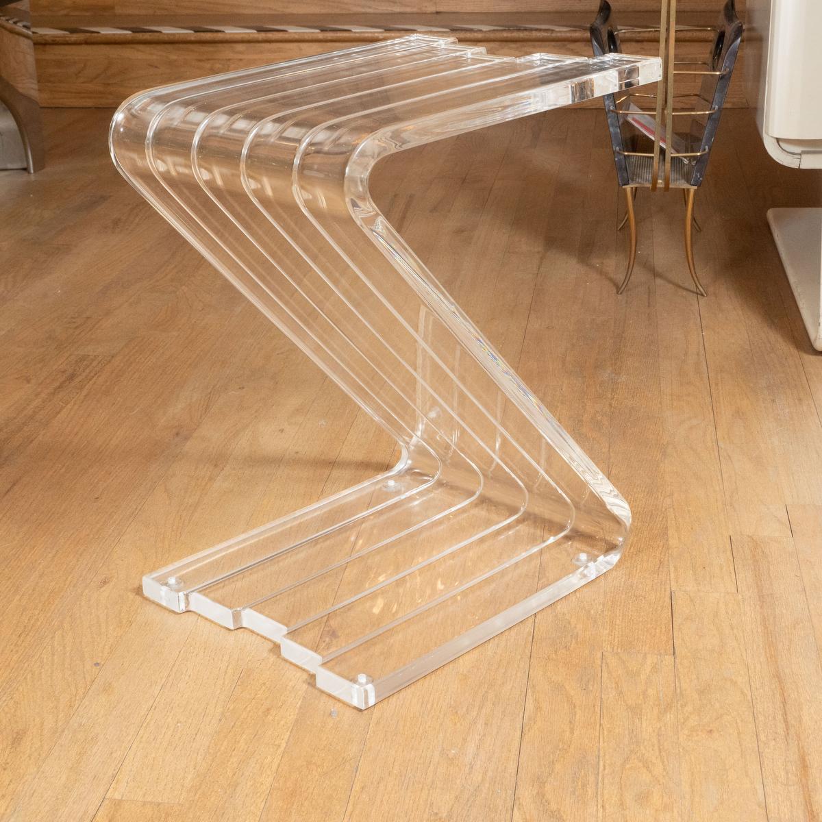 Mid-Century Modern Lucite Z form side table For Sale