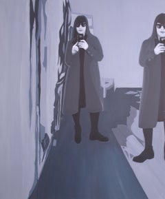 Grey.Self - (figurativ, zeitgenössisches Öl auf Leinwand, Öl auf Leinwand, zeitgenössisch