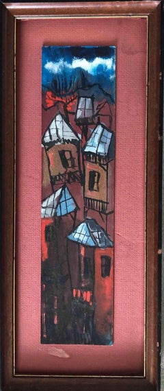 "Village/Houses" Framed Watercolor on Paper