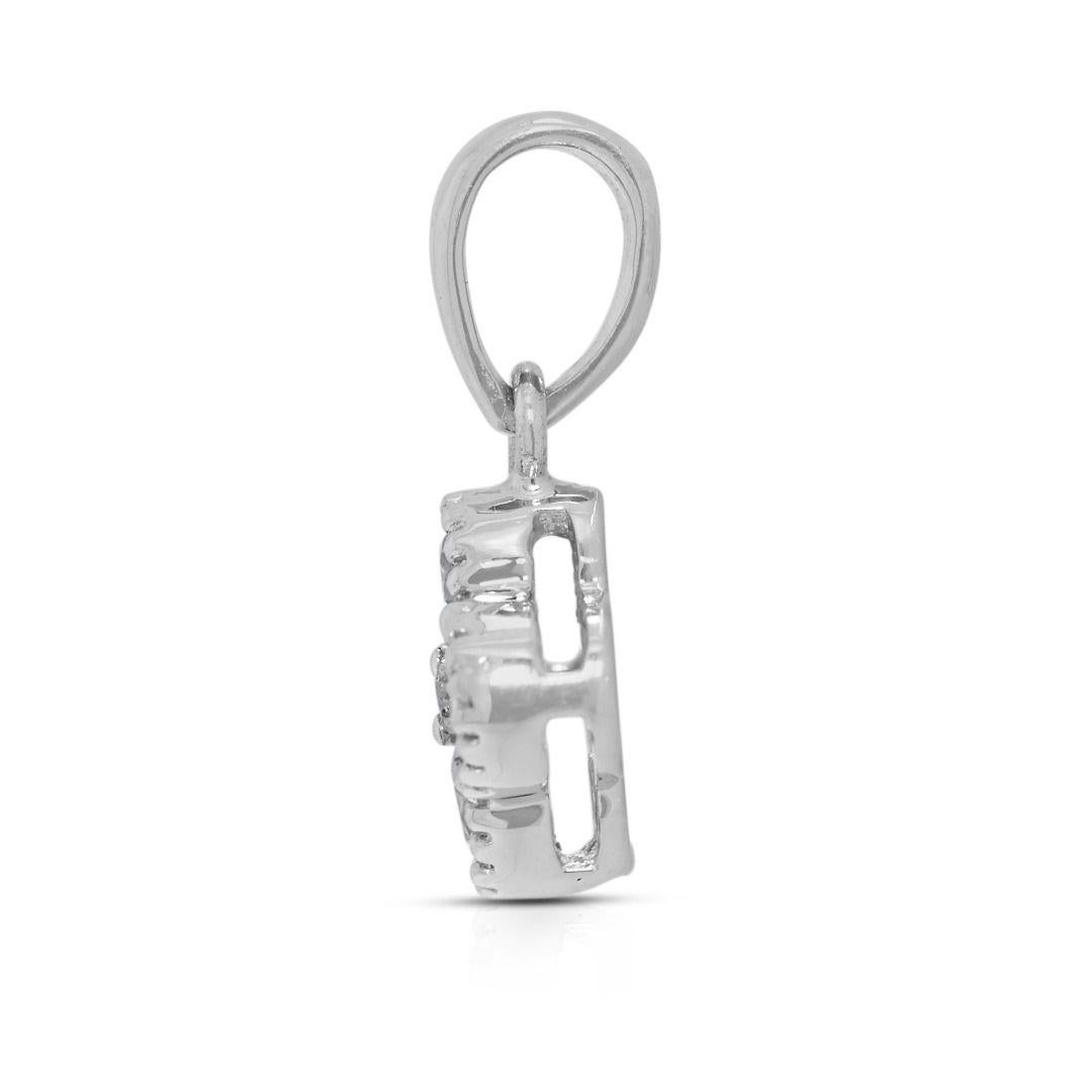 Femenino o masculino Lucky 0.21ct Natural Diamond 18K White Gold Four-Leaf Clover Pendant en venta