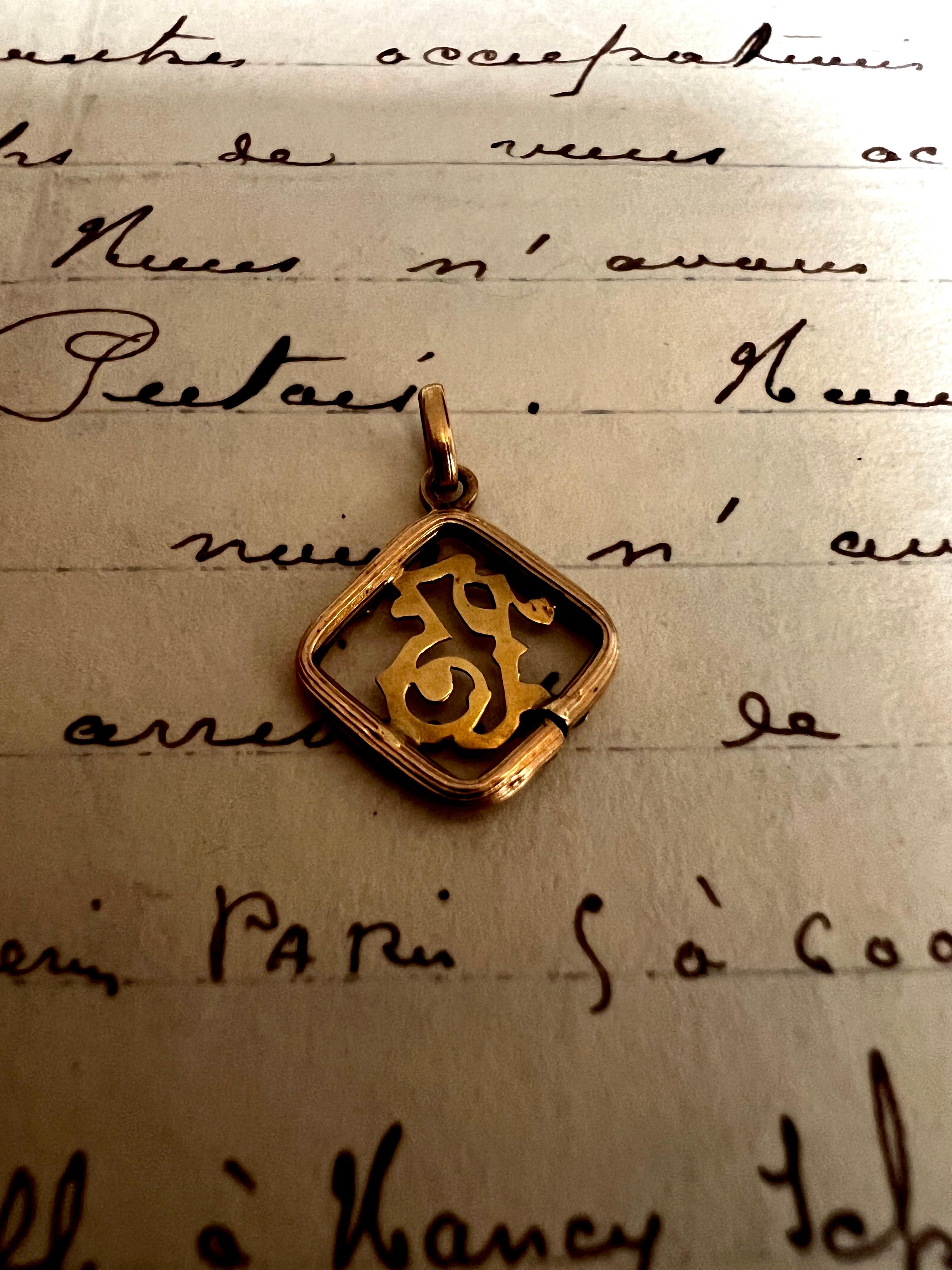 da uomo o donna Ciondolo Lucky 13  Charme numero 13  Lucky Charm Art Nouveau Francia Oro 18 K. in vendita