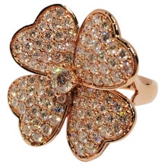 Lucky 4 Leaf Clover 3.33 Carat Diamond Large Shamrock Stunning Rose Gold Ring