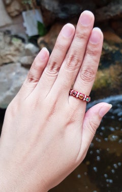 Lucky 9-Gemstone Ring Set in 18 Karat Gold Settings