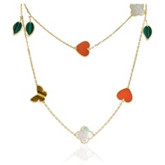 Lucky Alhambra  12 Motifs Long Gold Necklace 18K yellow gold