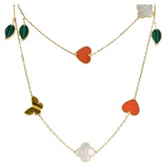 Lucky Alhambra  12 Motifs Long Gold Necklace 18K yellow gold