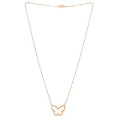 Lucky Alhambra Butterfly Pendant Necklace 18K Yellow Gold with Mother of Pearl