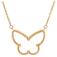 Lucky Alhambra Butterfly Pendant Necklace 18K Yellow Gold with Mother of Pearl