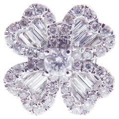 Lucky Baguette Clover Diamond Earring Ring Set