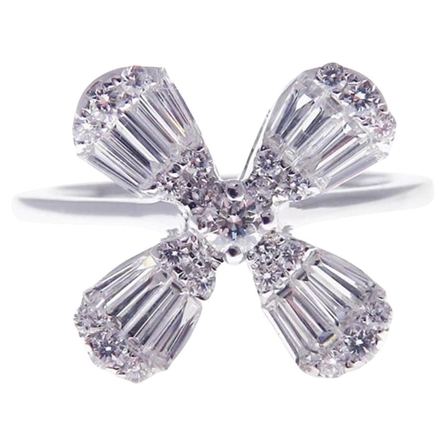 Lucky Baguette Blütenblatt Diamant-Ohrring-Ring Set