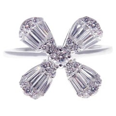 Lucky Baguette Petal Diamond Earring Ring Set
