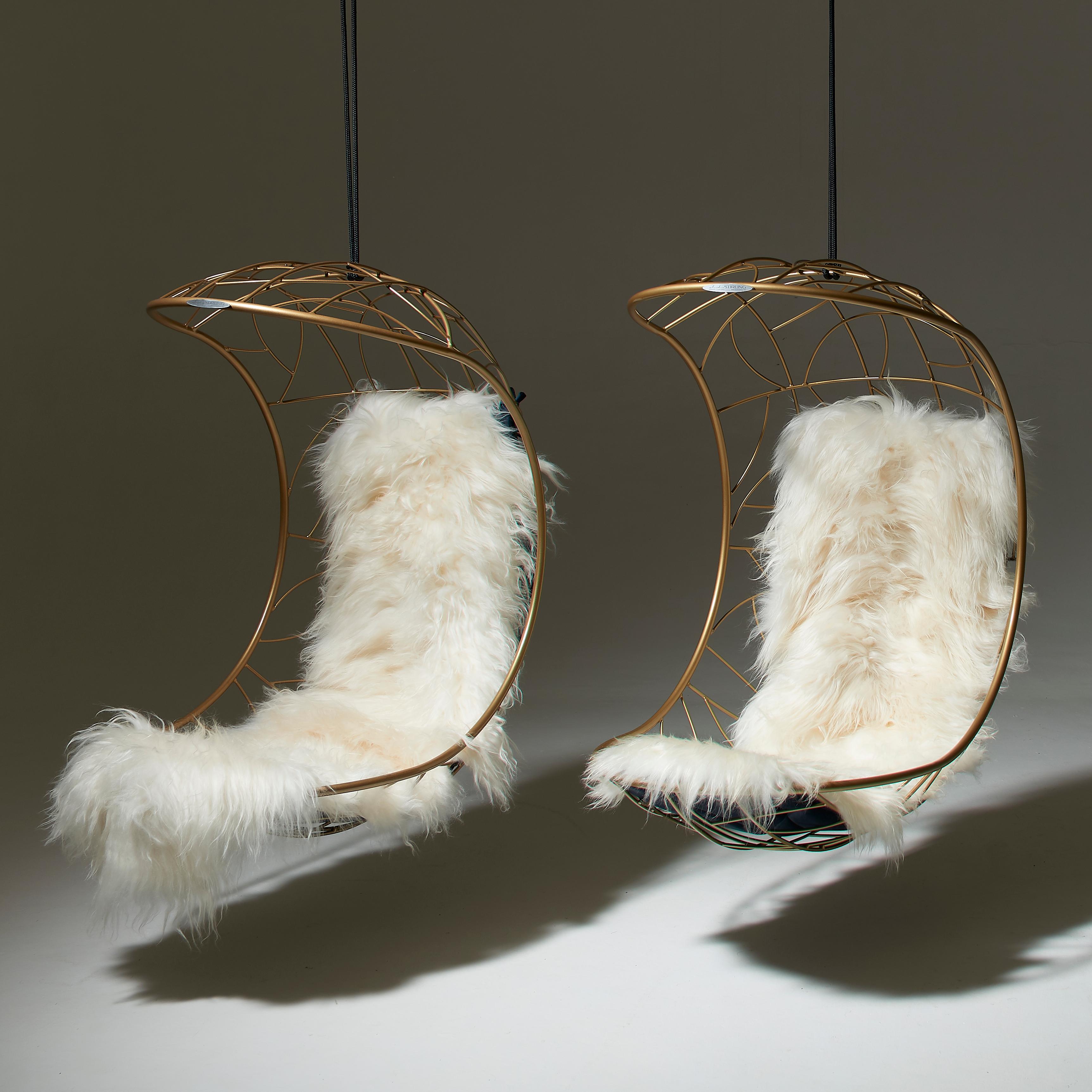 Lucky Bean Hänge-Swing-Stuhl aus Stahl, Modernes 21. Jahrhundert in/Outdoor Gold im Angebot 2