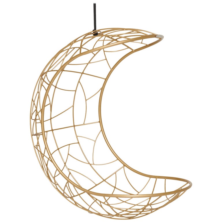Lucky Bean Hanging Swing Chair Steel Modern 21st Century in/Outdoor Gold  For Sale at 1stDibs | moon shape chair, hanging moon chair, moon swing chair