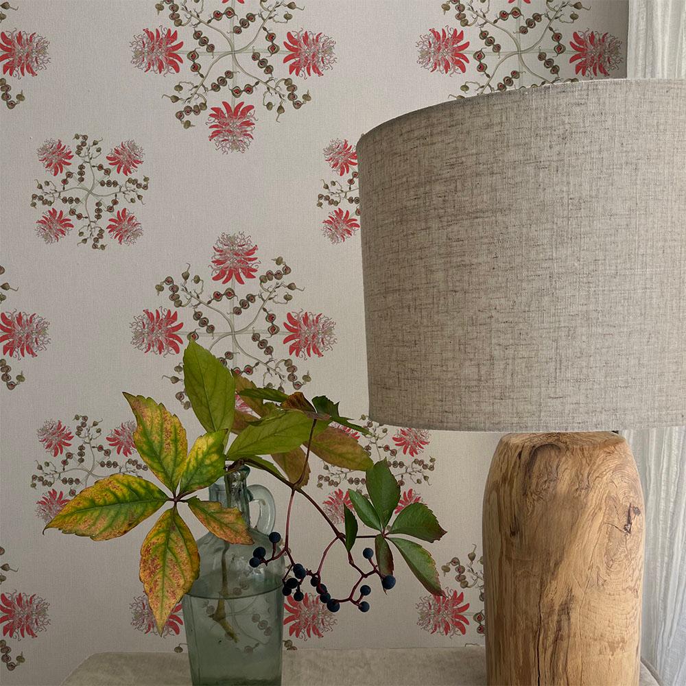 English Lucky Bean Wallpaper Geometric Botanical in Natural For Sale