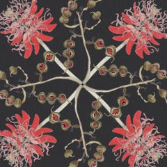 Lucky Bean Wallpaper Geometric Botanical in Slate