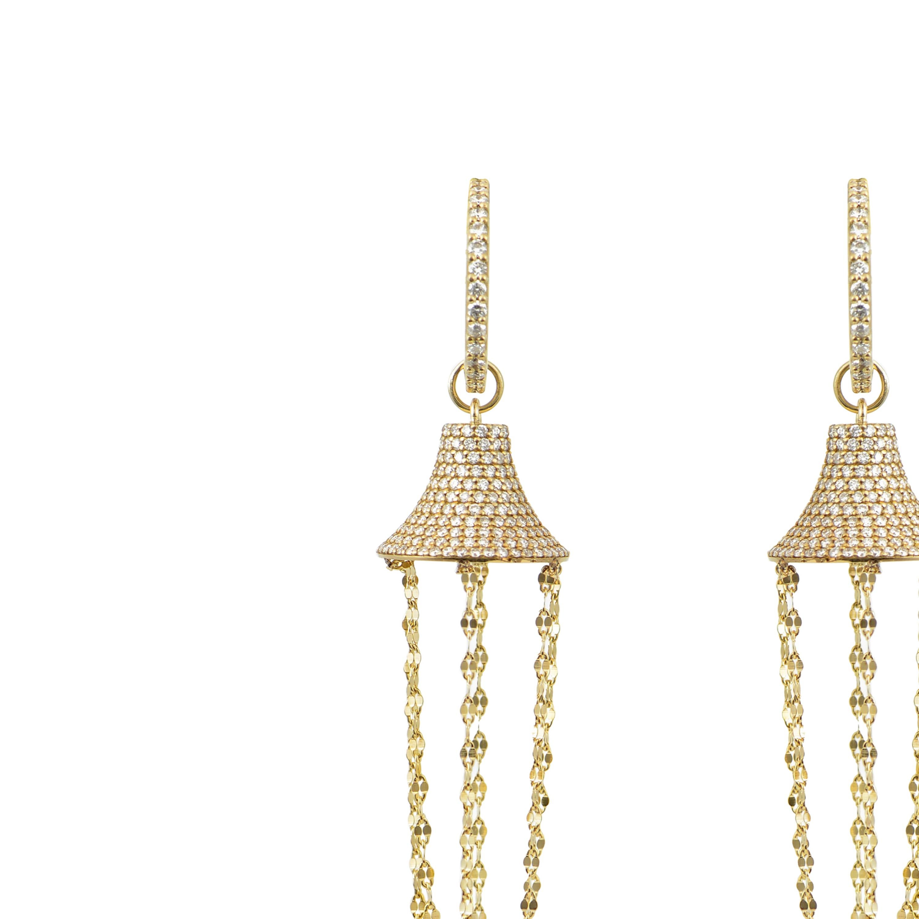 Contemporain Boucles d'oreilles interchangeables Lucky Bells en or jaune 18 carats avec diamants en vente