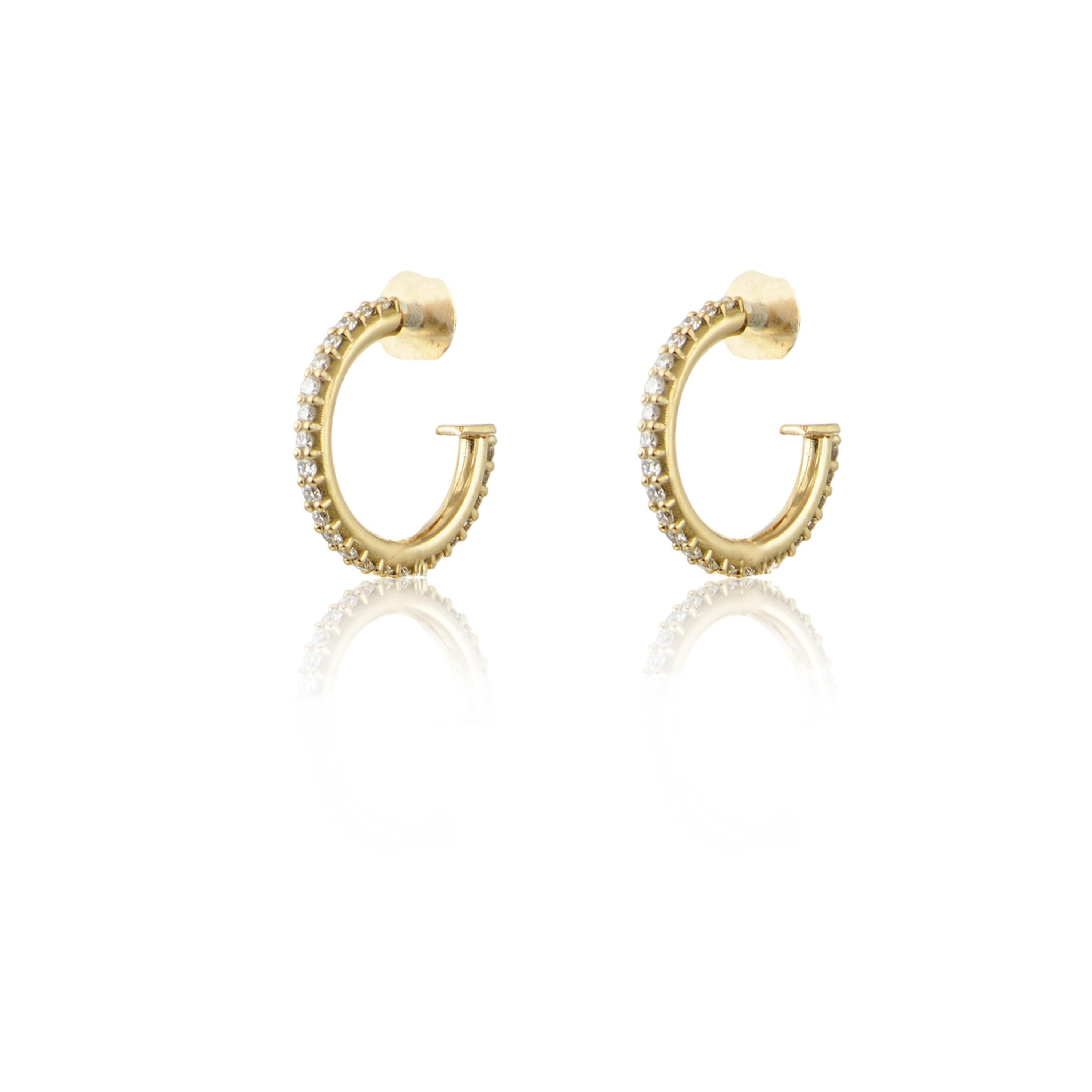 Taille ronde Boucles d'oreilles interchangeables Lucky Bells en or jaune 18 carats avec diamants en vente
