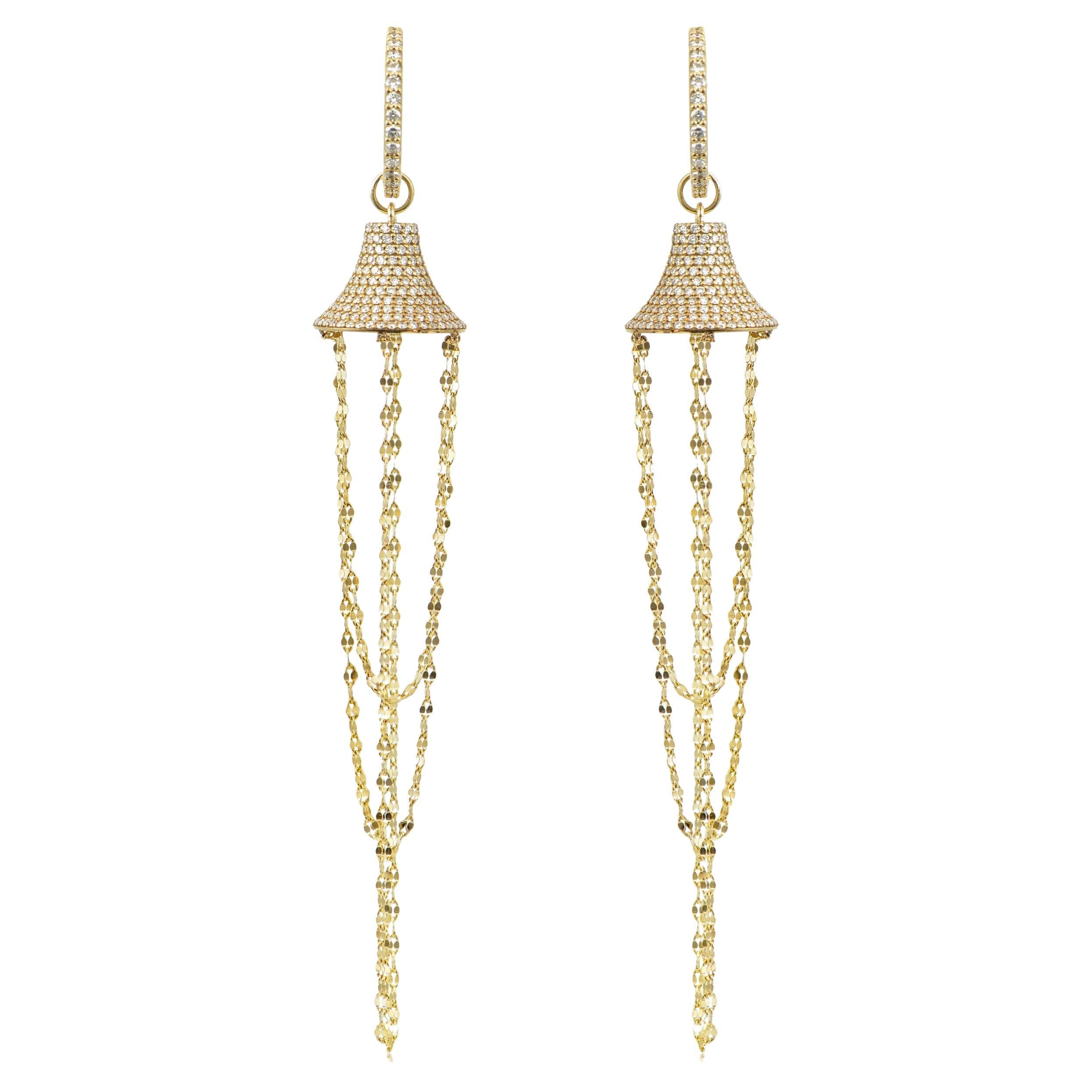 Boucles d'oreilles interchangeables Lucky Bells en or jaune 18 carats avec diamants