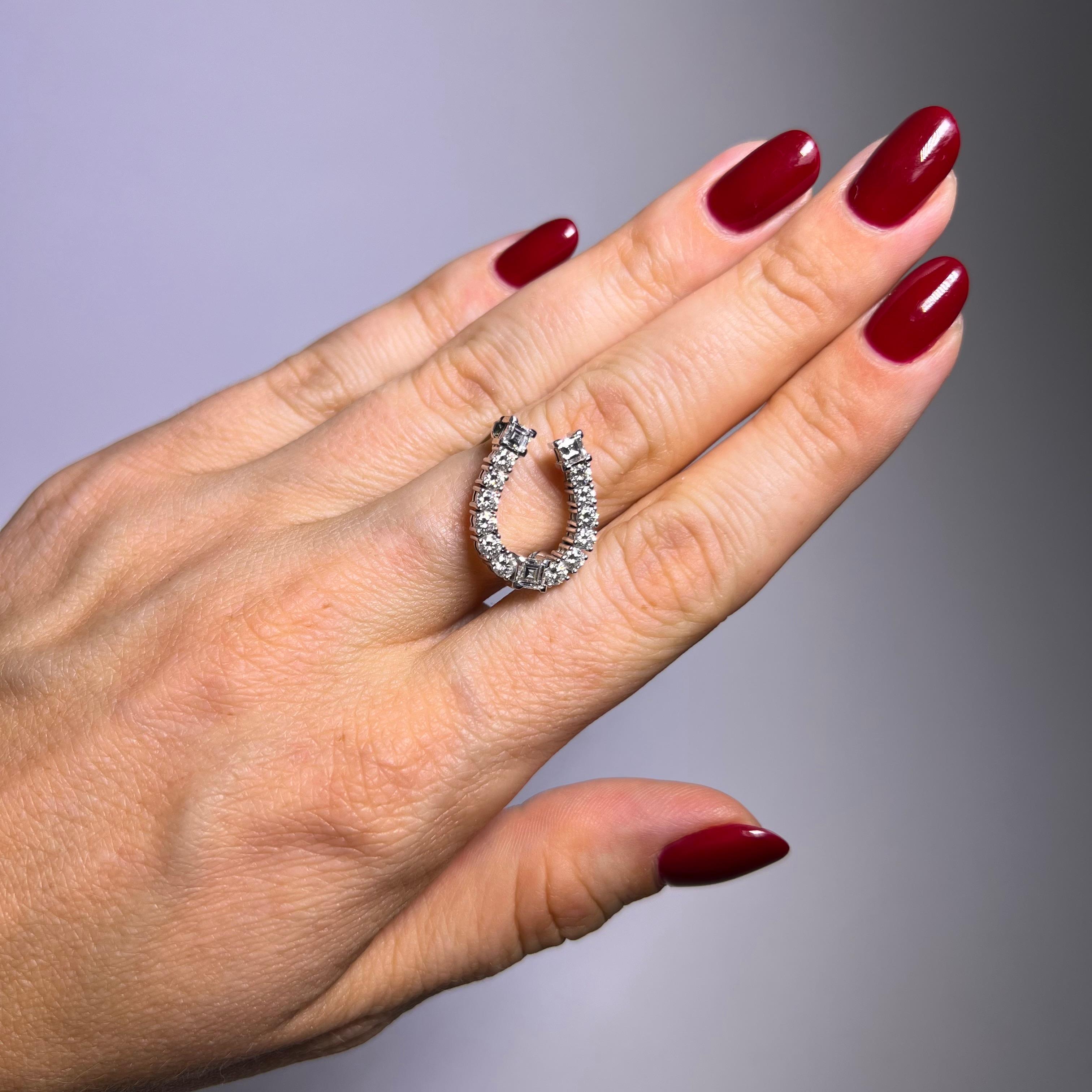 Modern Lucky Charm Brooch with Diamonds in 18 Karat White Gold by Bucherer For Sale