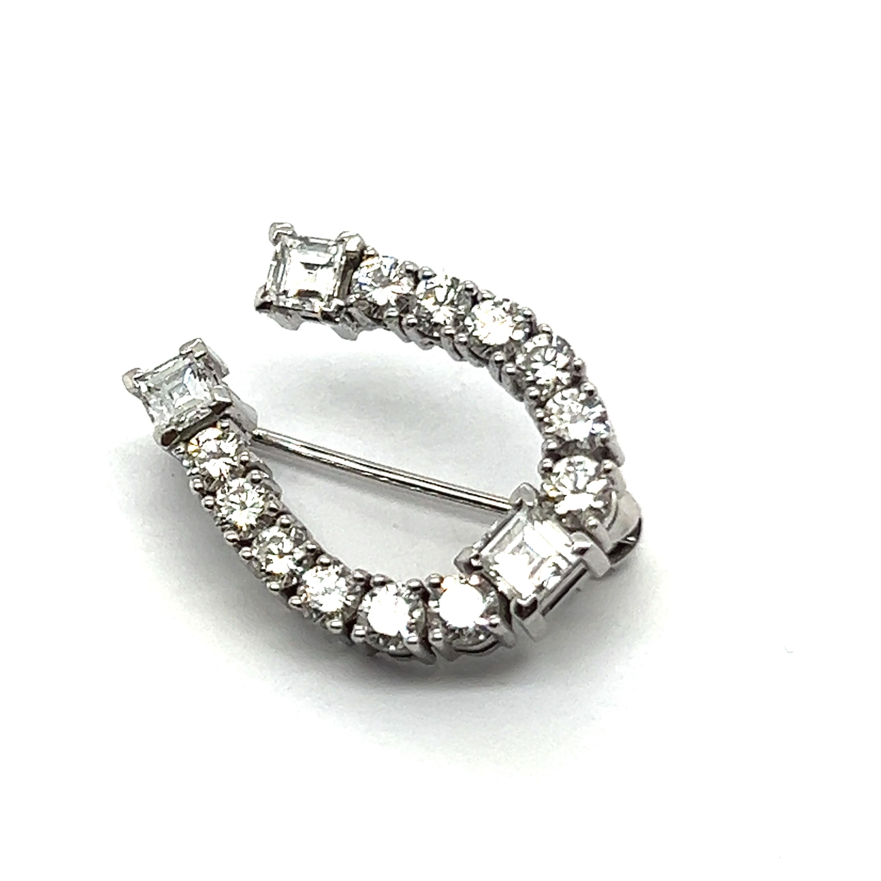 Brilliant Cut Lucky Charm Brooch with Diamonds in 18 Karat White Gold by Bucherer For Sale