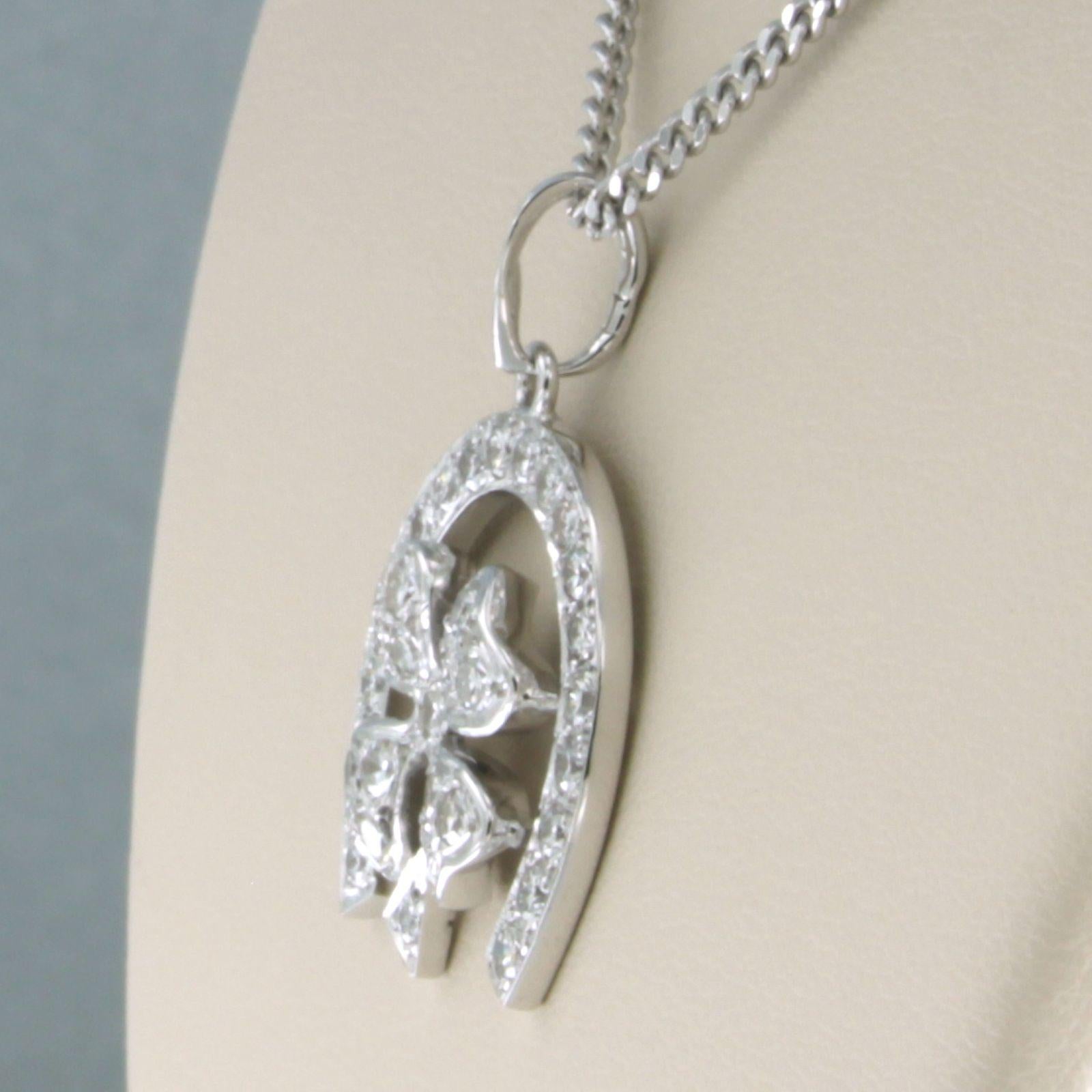 Women's Lucky Charm Irish Leaves Pendant with Diamonds, with 14k Gold Necklace For Sale