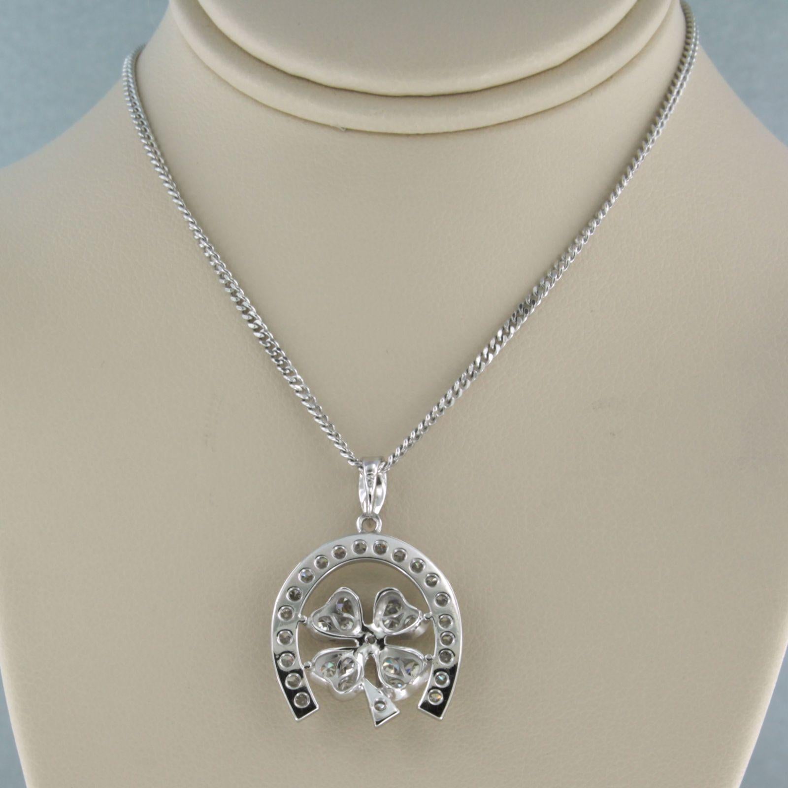 Lucky Charm Irish Leaves Pendant with Diamonds, with 14k Gold Necklace For Sale 1