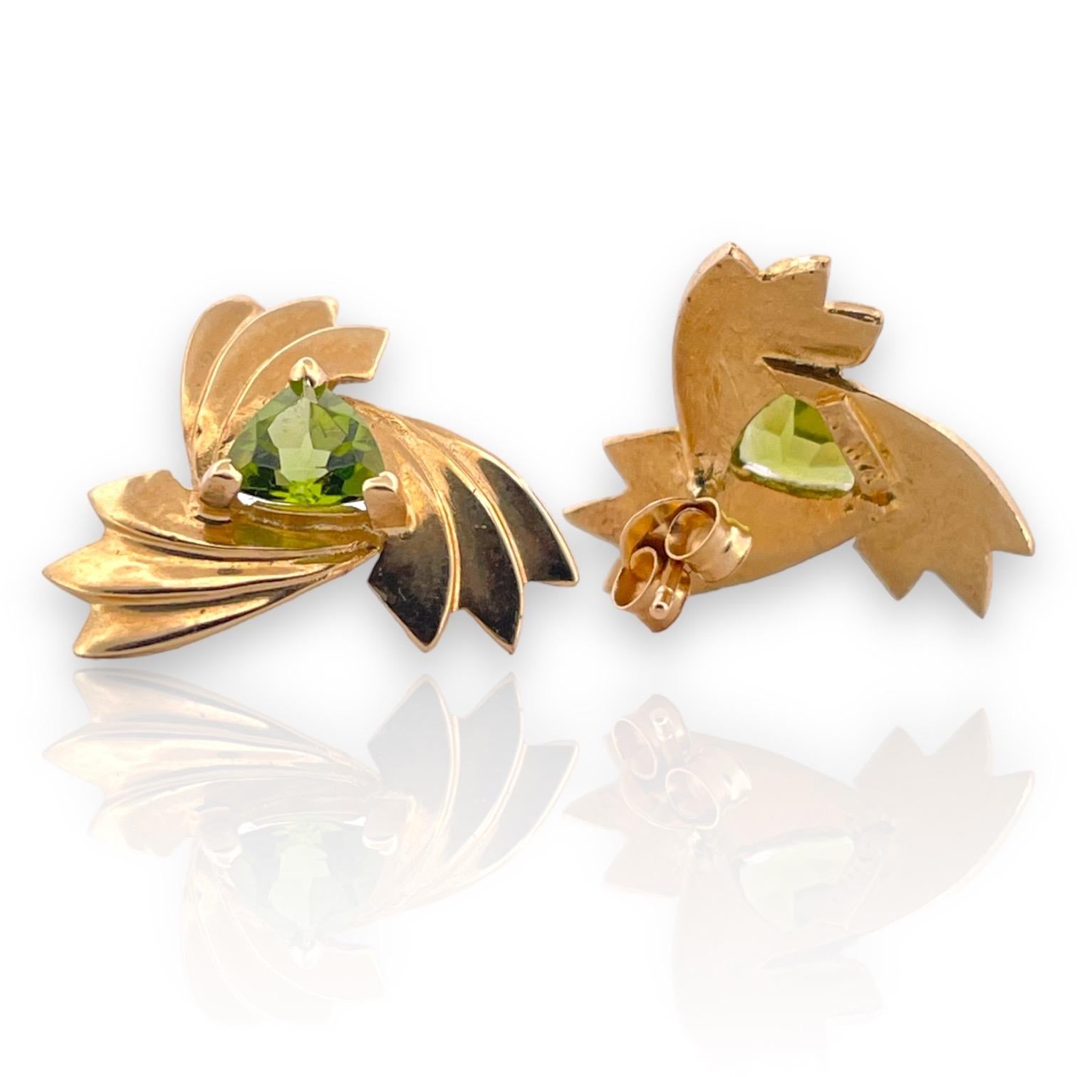 Infuse your style with a touch of fortune and a dash of verdant splendor with our Lucky Charm Peridot Clover Stud Earrings. Meticulously crafted in gleaming 14K yellow gold, these enchanting earrings feature a clover design, each leaf graced with a