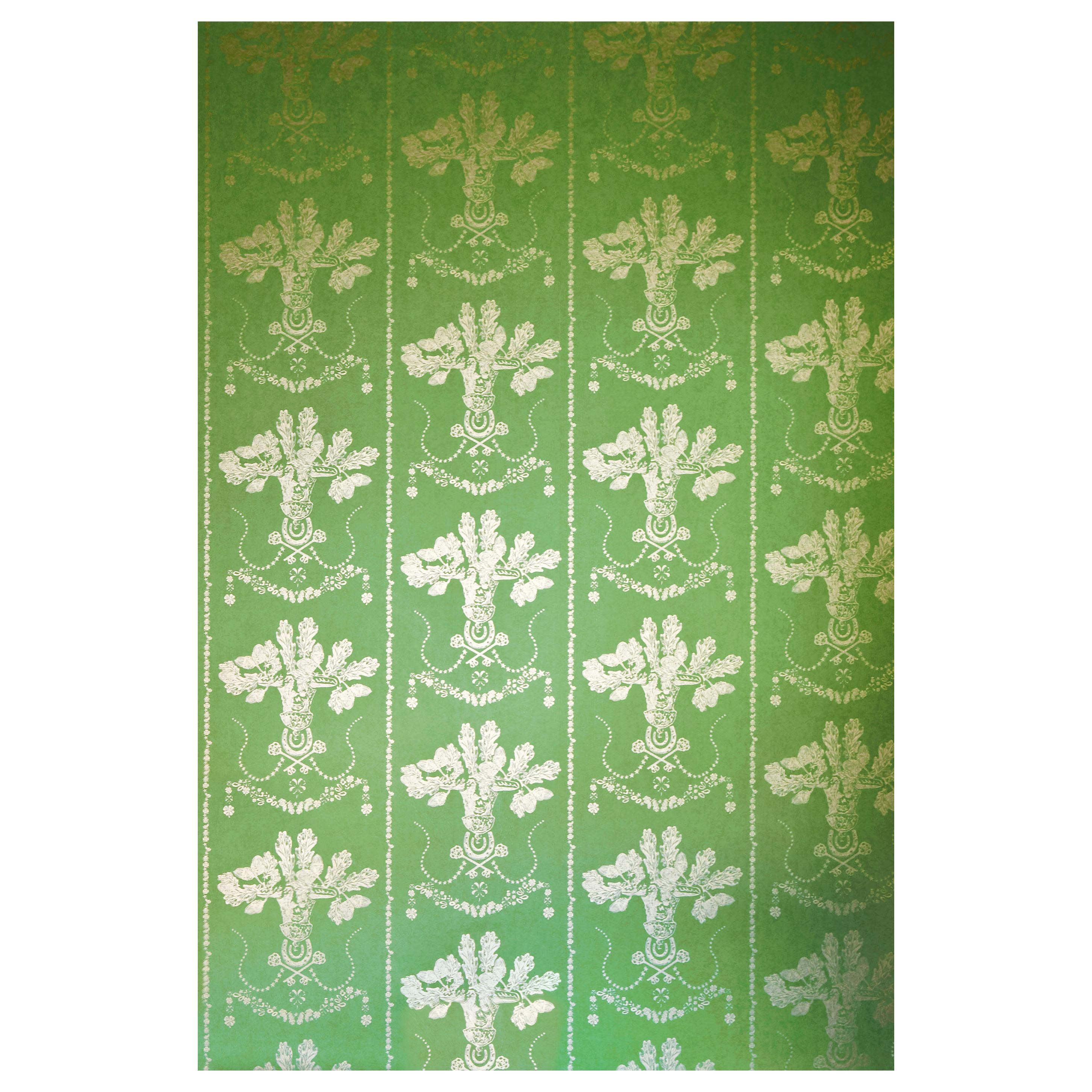 'Lucky Charms' Contemporary, Traditional Wallpaper in Georgian Green For Sale