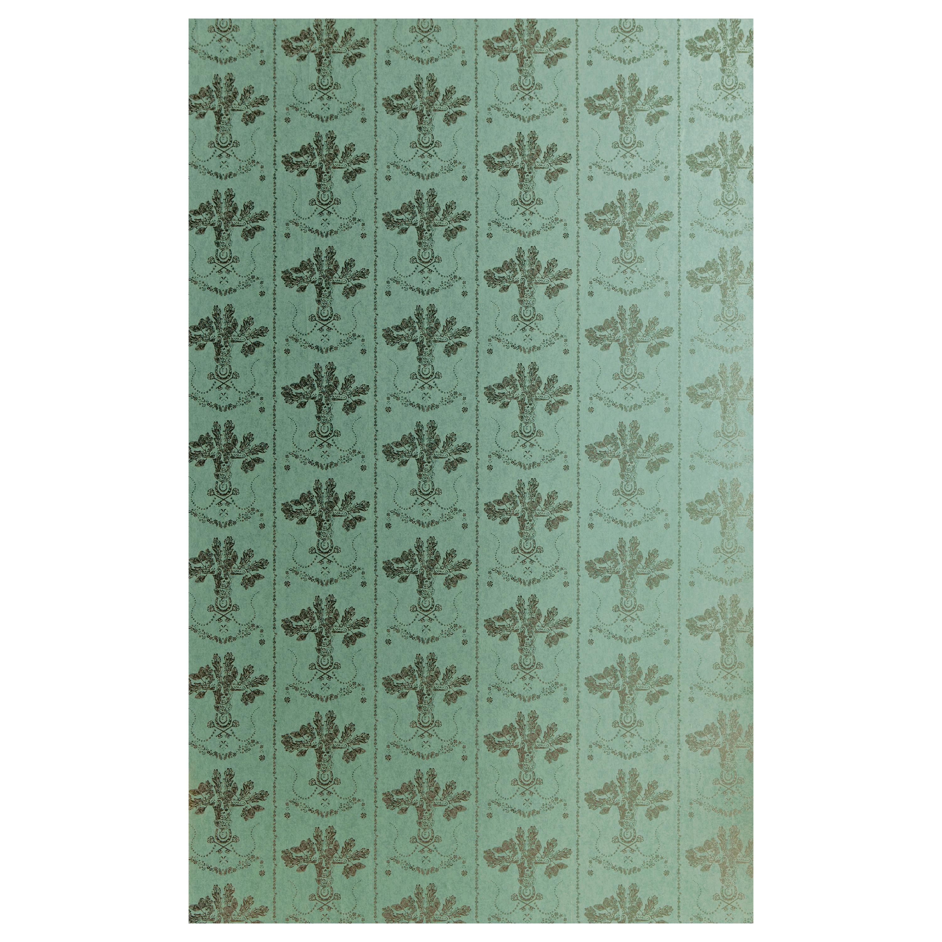 'Lucky Charms' Contemporary, Traditional Wallpaper in Graphite on Denim For Sale