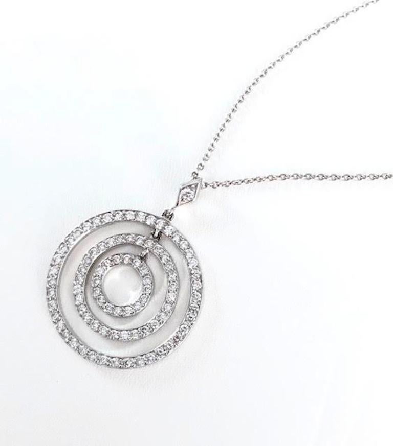 Aesthetic Movement Platinum Diamond Lucky Circles Pendant Necklace For Sale