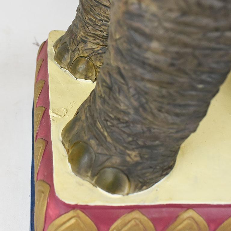 Anglo Raj Lucky Circus Elephant Motif Chalkware Plant Stand, 1970s