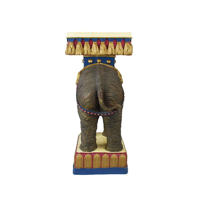 American Lucky Circus Elephant Motif Chalkware Plant Stand, 1970s