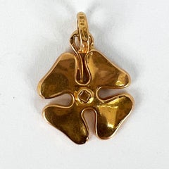 Lucky Clover Shamrock 18K Yellow Gold Charm Pendant