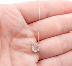 Lucky Diamond Horseshoe Necklace in 18k White Gold