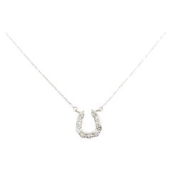 Lucky Diamond Horseshoe Necklace in 18k White Gold