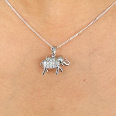 Lucky Elephant Unisex Pendant with Diamond Embellishments in 925 Sterling Silver
