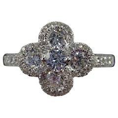 Lucky Four-Leaf Clover .80 Carat Diamond Ring in 18K White Gold