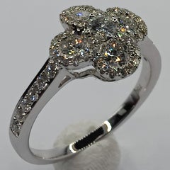 Lucky Four-Leaf Clover .80 Carat Diamond Ring in 18K White Gold